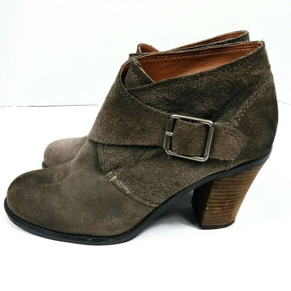 Lucky Brand Mickie Grey Suede Heeled Buckle Booties - Picture 2 of 10